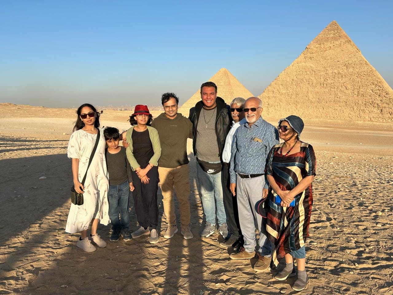 Giza pyramids and the Great Sphinx in the desert