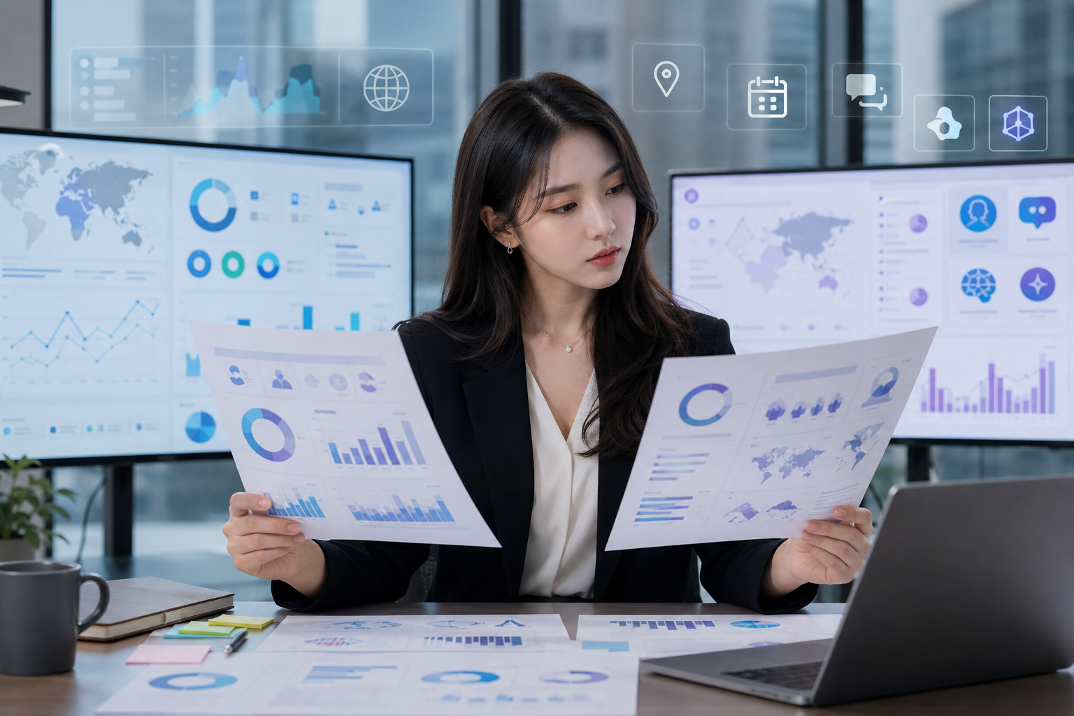 SEO analyst comparing AI visibility reports across platforms, markets and testing periods to evaluate how performance is measured.
