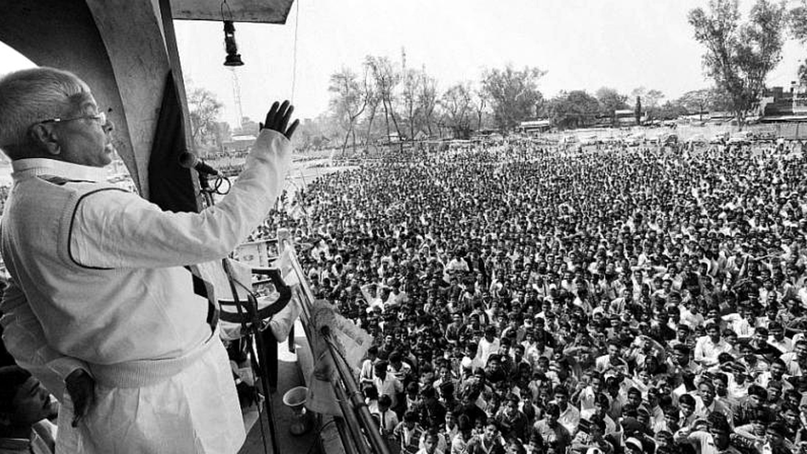 Lalu Prasad Yadav addressing a political rally