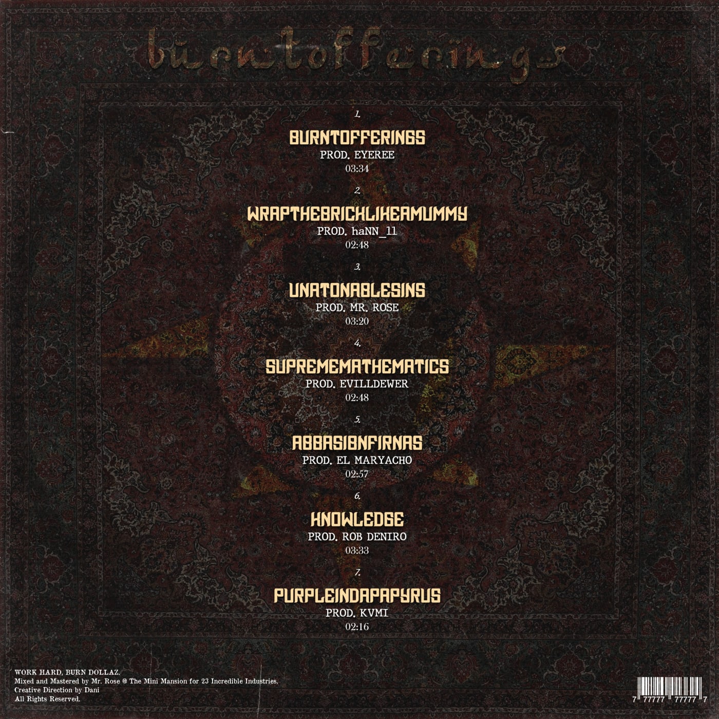 BURNTOFFERINGS — Back
