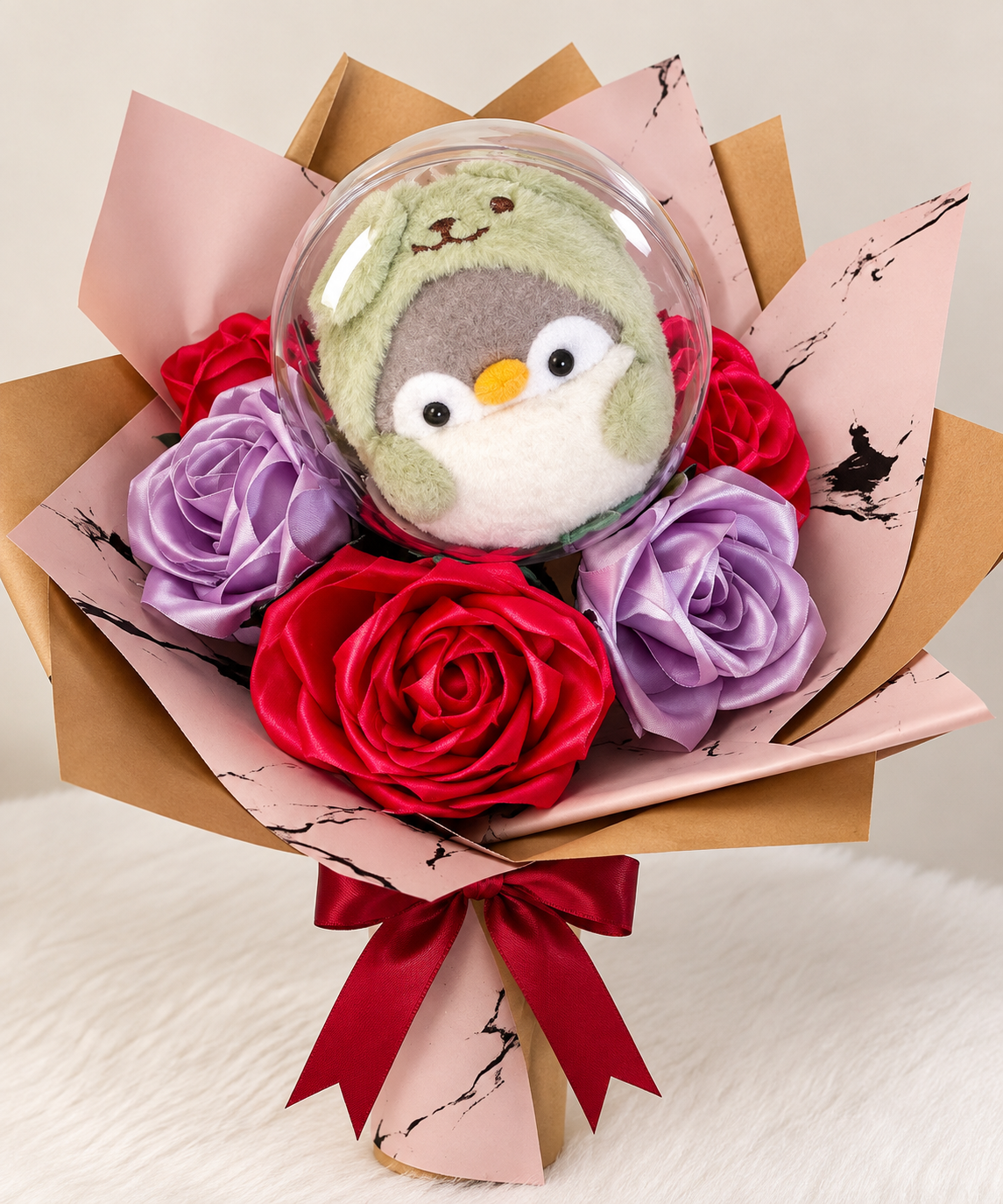 Ramo 6 rosas y peluche esfera