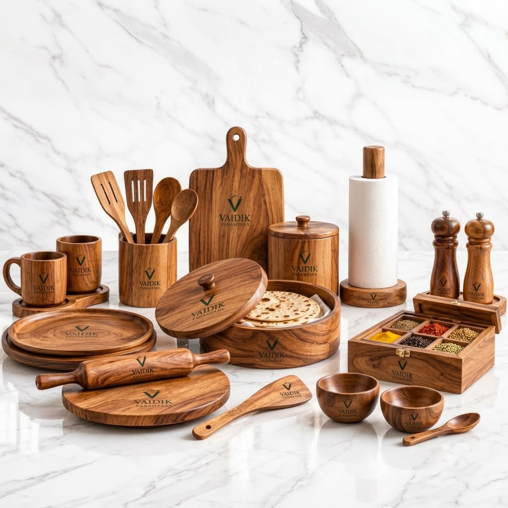Lakdani Wooden Dish Set slide 1