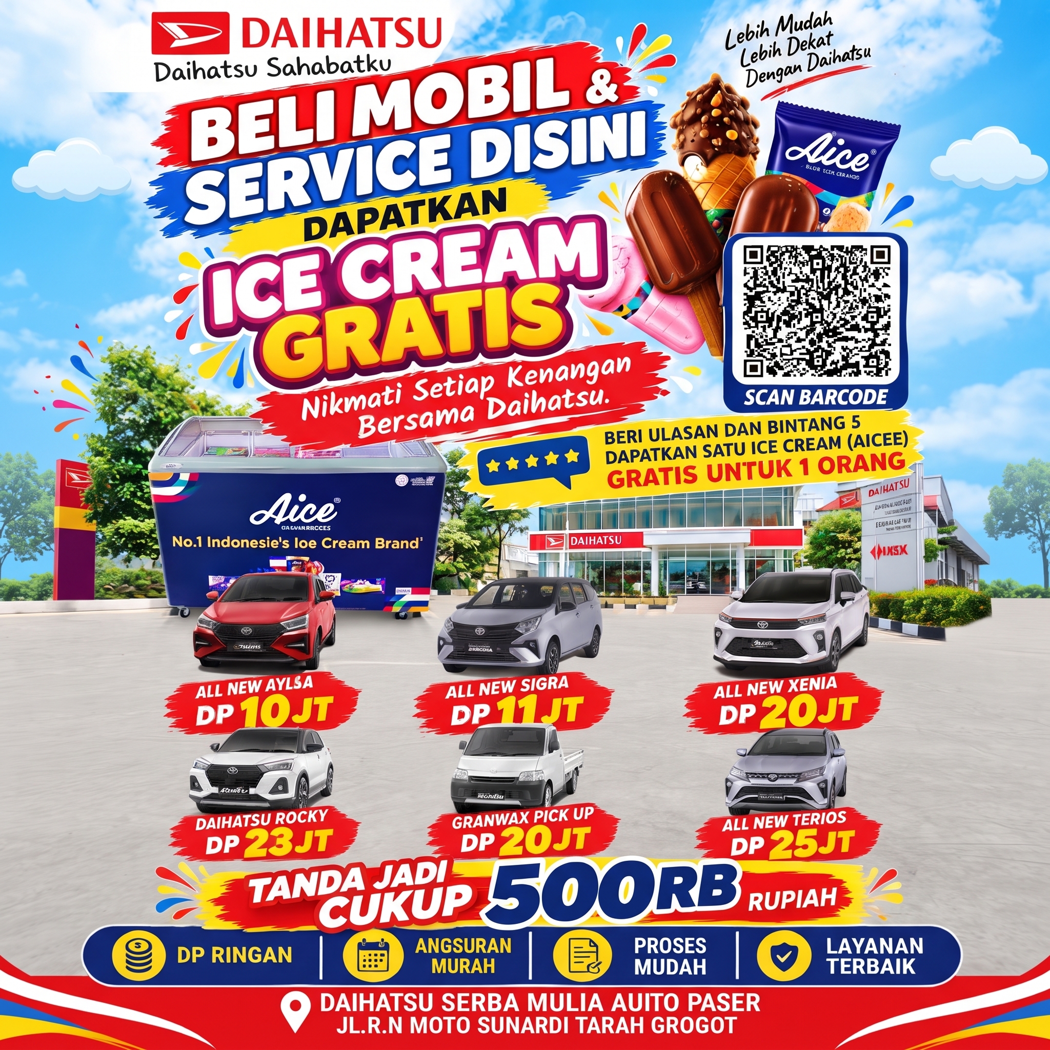Beli Mobil dan Service Dapat Es Krim