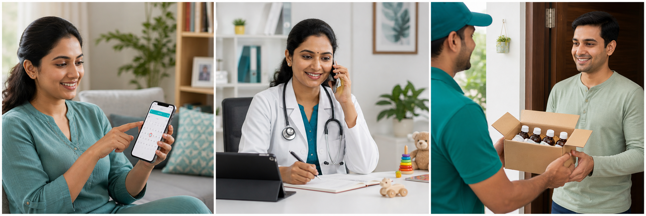 Parent booking a pediatric consultation on a smartphone