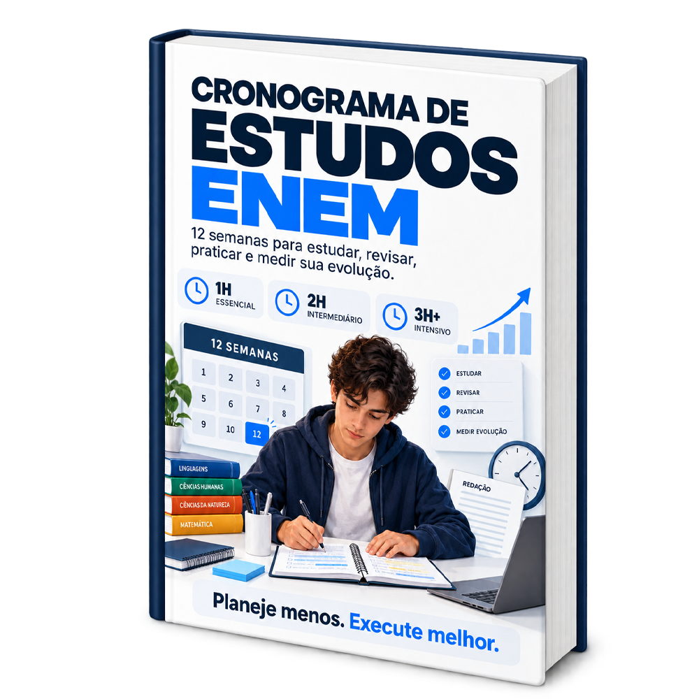 Mockup 3D do bônus Cronograma de Estudos para o ENEM.