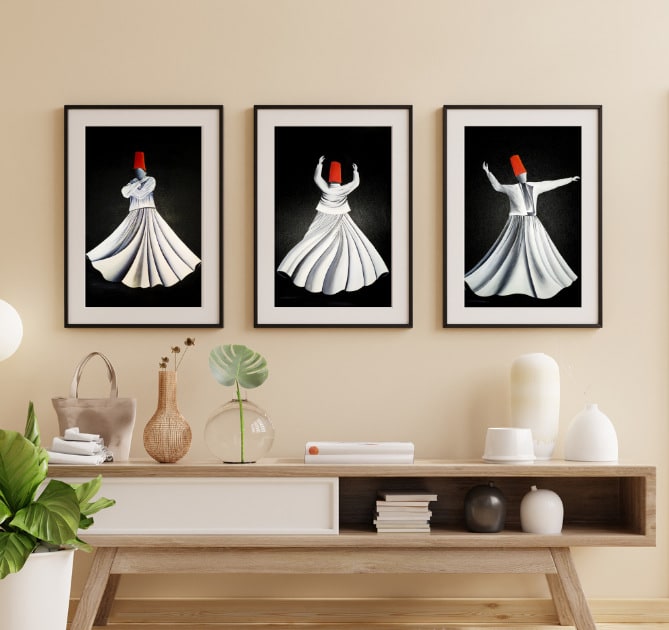 Whirling Dervish (Set of 3) 12 x 18 inches each