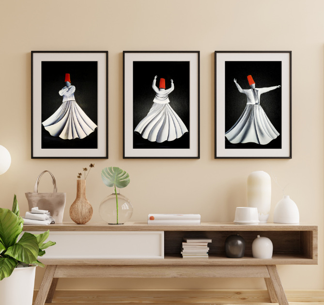 Whirling Dervish (Set of 3) 12 x 18 inches each