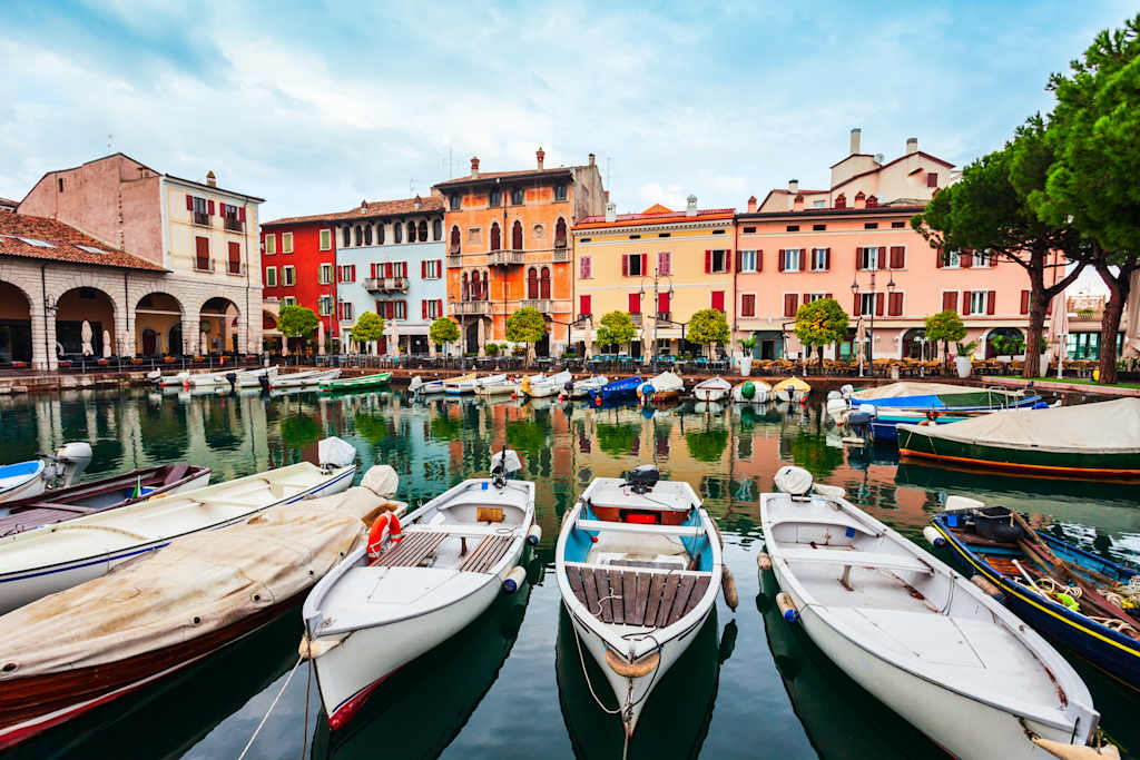 Desenzano del Garda harbor. Desenzano is a town on the shore of Lake Garda in the Brescia province in Lombardy, Italy.