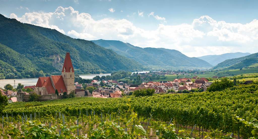 View to the famous little town "Weissenkirchen an der Donau" - Danube Valley - Austria