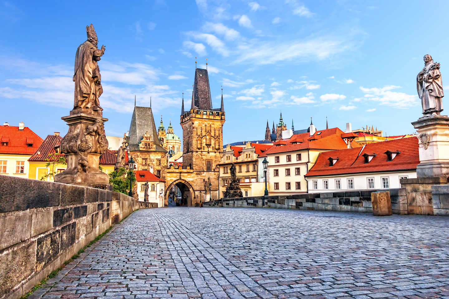Famous Charles Bridge over the Vltava river in Prague, Czech Republic.