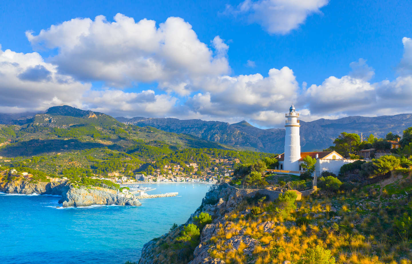 Beautiful harbour of Port de Soller, Majorca, Spain