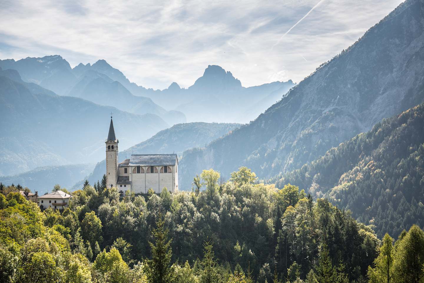 Mountain church in the woods