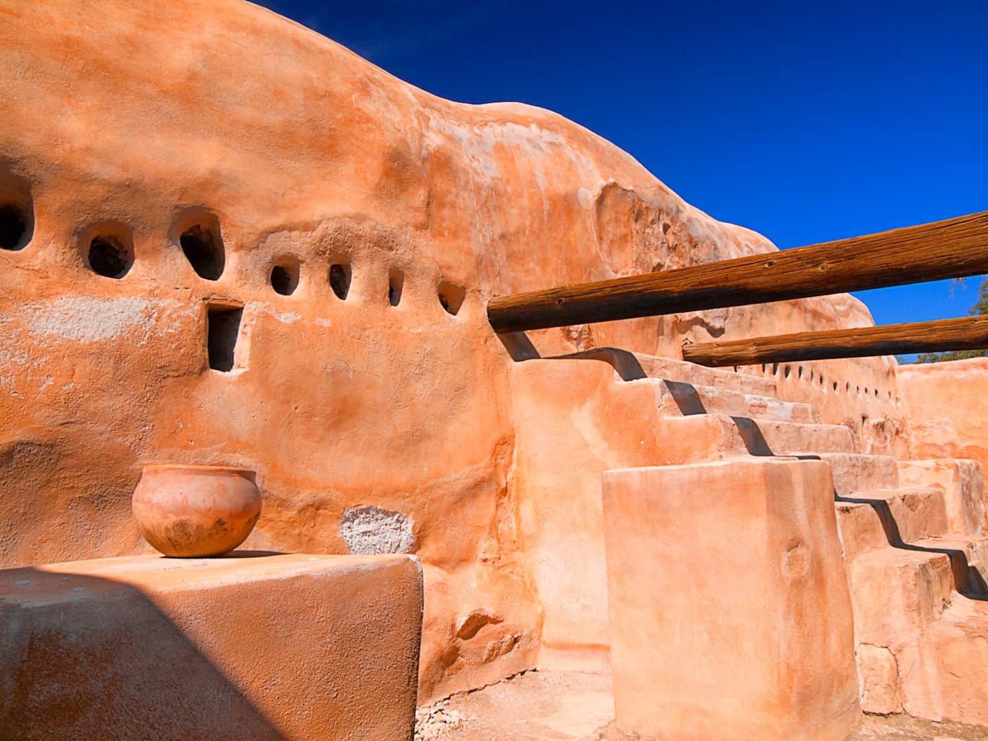 The ruins of an adobe building at the Tumacacori Mission in Arizona