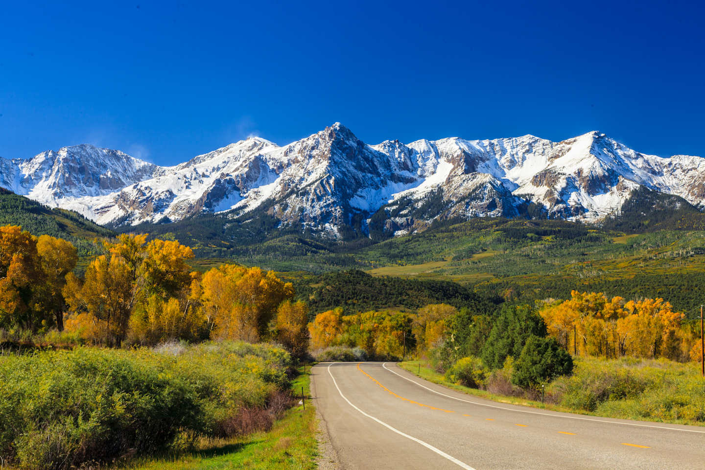 Countryside road, fall season in Colorado
