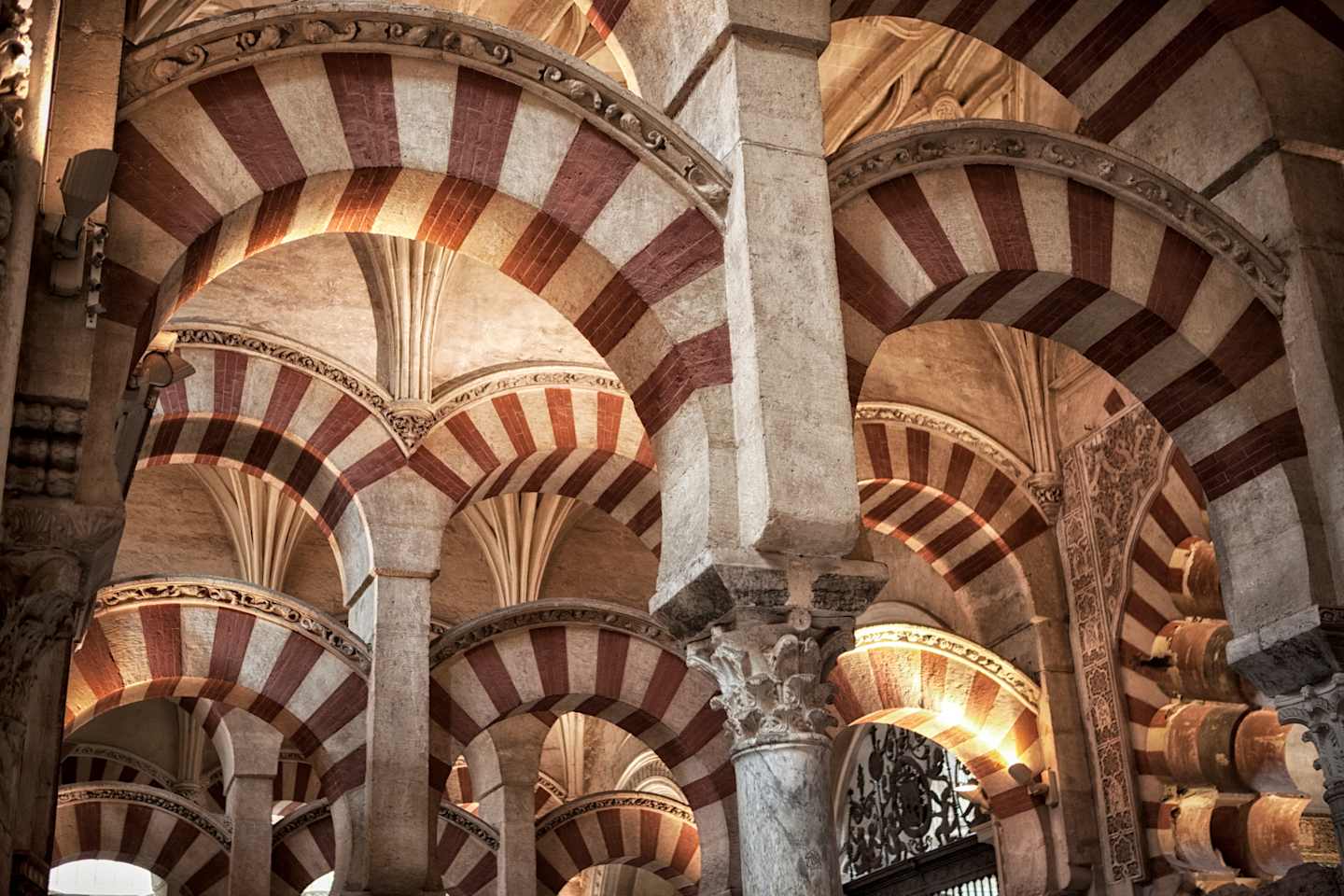 Detail from interior of the famous mosque - La Mesquita in Cordoba.