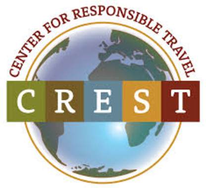 The image features a globe surrounded by the text "CENTER FOR RESPONSIBLE TRAVEL" and the acronym "CREST" in the center.