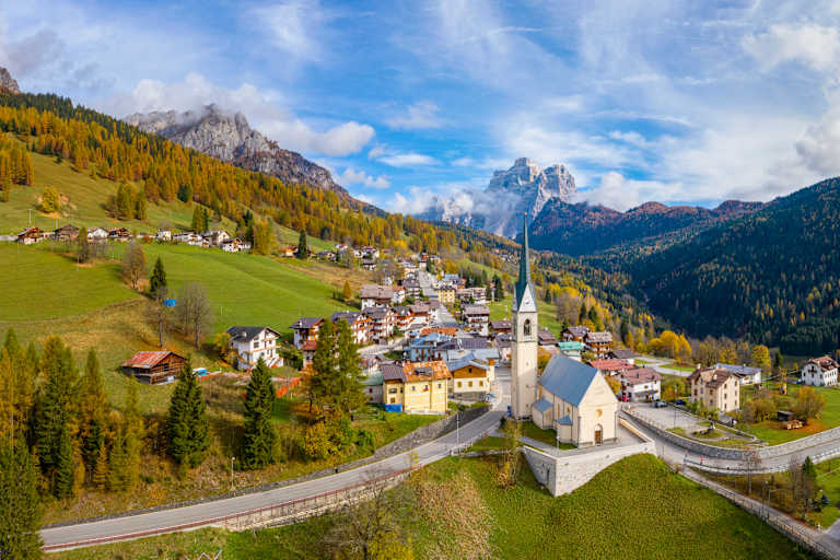 Italy, Mt Pelmo, Valley, Autumn, Church