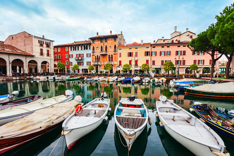 Desenzano del Garda harbor. Desenzano is a town on the shore of Lake Garda in the Brescia province in Lombardy, Italy.