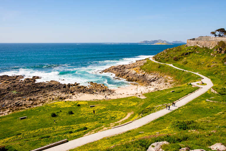 Baiona, Espanha - May 03, 2018 : Tour of Monte Boi surrounding the fortress, Pontevedra, Espanha