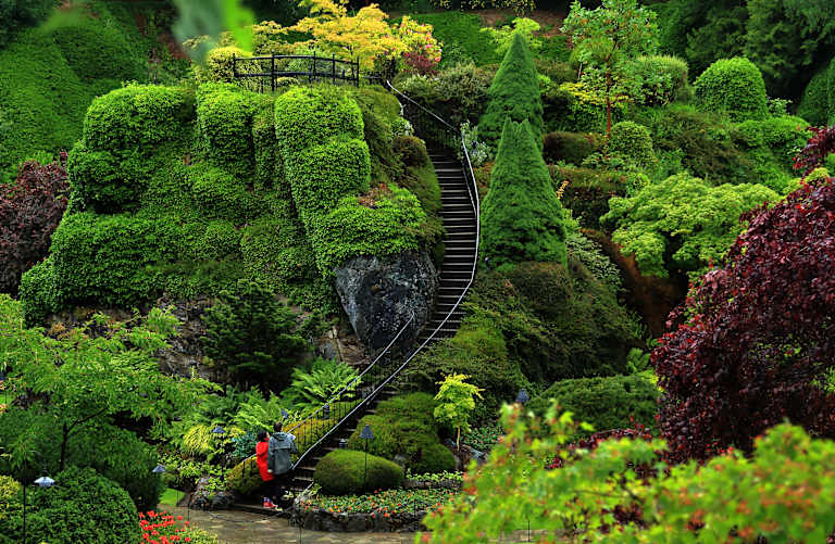 Beautiful gardens on Vancouver Island, world-famous masterpiece of landscape architecture.