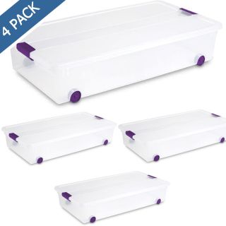 Caja de plástico transparente bajo cama Sterilite con ruedas  de 57 litros