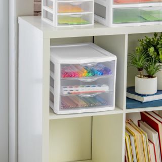 Cajonera mini de 3 cajones Sterilite, organizador de plástico para la oficina