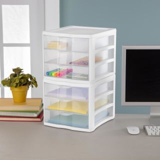 Cajonera mini de 3 cajones Sterilite, organizador de plástico para la oficina