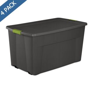 Caja organizadora de plástico con tapa, broches y ruedas 55 L