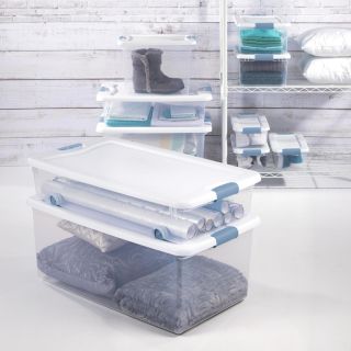 Caja de plástico transparente con tapa plana 100 litros