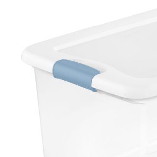 Caja de plástico transparente con tapa plana 100 litros