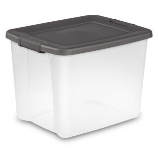 Caja apilable de plastico transparente con tapa de broche 
