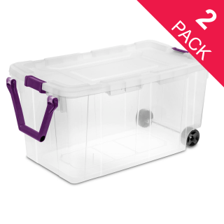 Caja transparente de almacenamiento con ruedas y agarradera caja 151 litros 