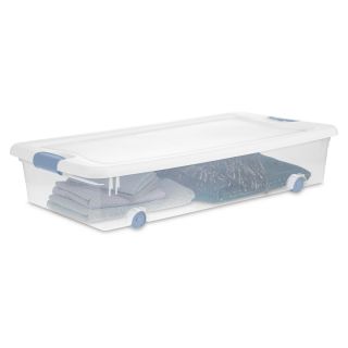 Caja de plástico con ruedas, caja bajo cama 53 litros