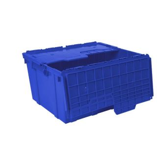 Caja de plastico, 35 kilogramos, con tapa de bisagras, anidable y apilable 60-50