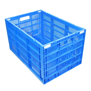 Caja de plástico tipo agrícola de polietileno, colapsable con capacidad de 25 kilógramos 60x40cm 