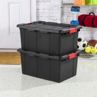 Caja Tote industrial  con tapa y broches de 57  litros sterilite