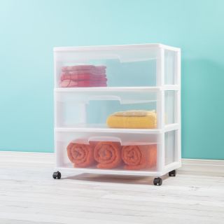 Cajoneras organizadoras de plástico Sterilite de 3 cajones con ruedas 