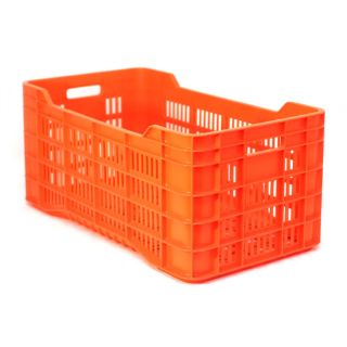 Caja de tipo agrícola calada de plástico con capacidad de 50 kilogramos y apilable 