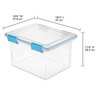 Caja Sterilite de plástico transparente con tapa de empaque  30 litros