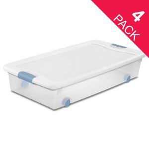 Caja de plástico con ruedas, caja bajo cama 53 litros