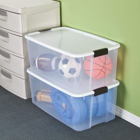 Caja translúcida de almacenaje con tapa, plástico, cajón multiusos