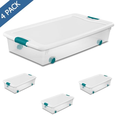 Caja de plástico ruedas, caja 53 litros