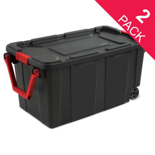 Caja de plástico Sterilite de uso industrial con ruedas 151 litros