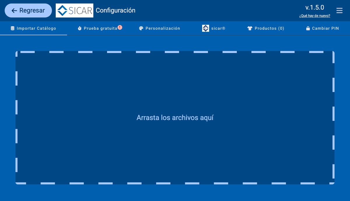 Importación del catálogo de SICAR®