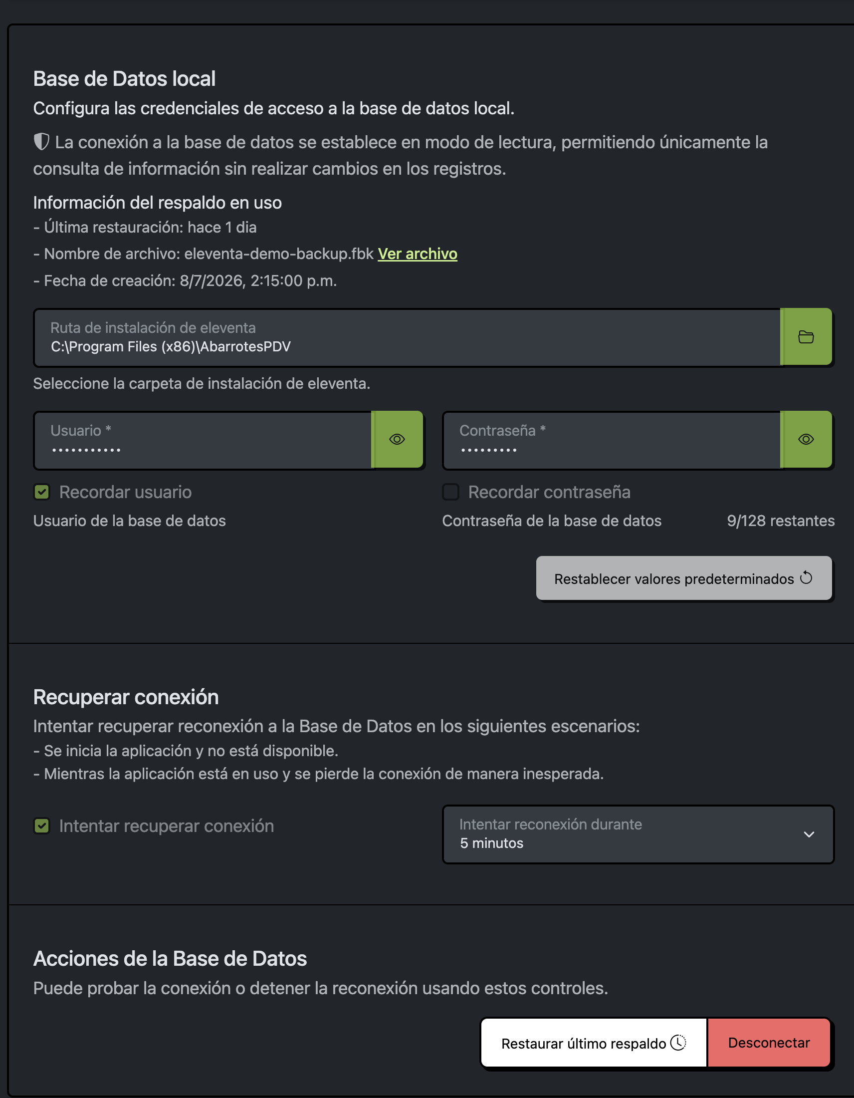 Configuración del puente de conexión para eleventa®