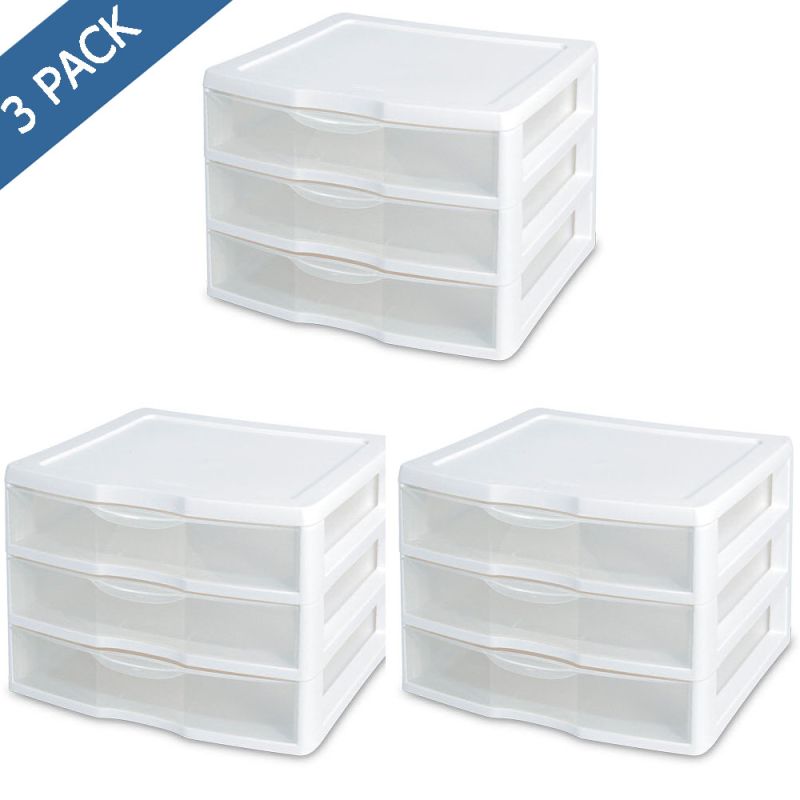 Caja organizadora de plastico de 3 divisiones o cajones cajonera de plastico  virgen libre de BPA : : Hogar y Cocina