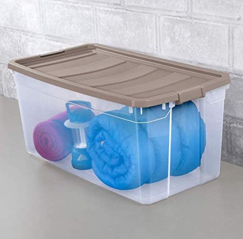 Caja Organizadora Plastica Apilable 55 Lts Con Tapa Y Ruedas