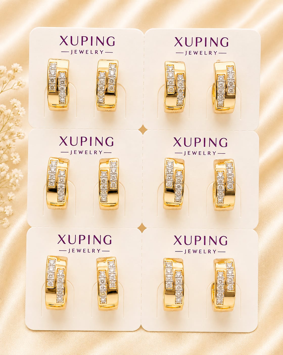 Two-Row Crossover Huggie Hoop Earrings