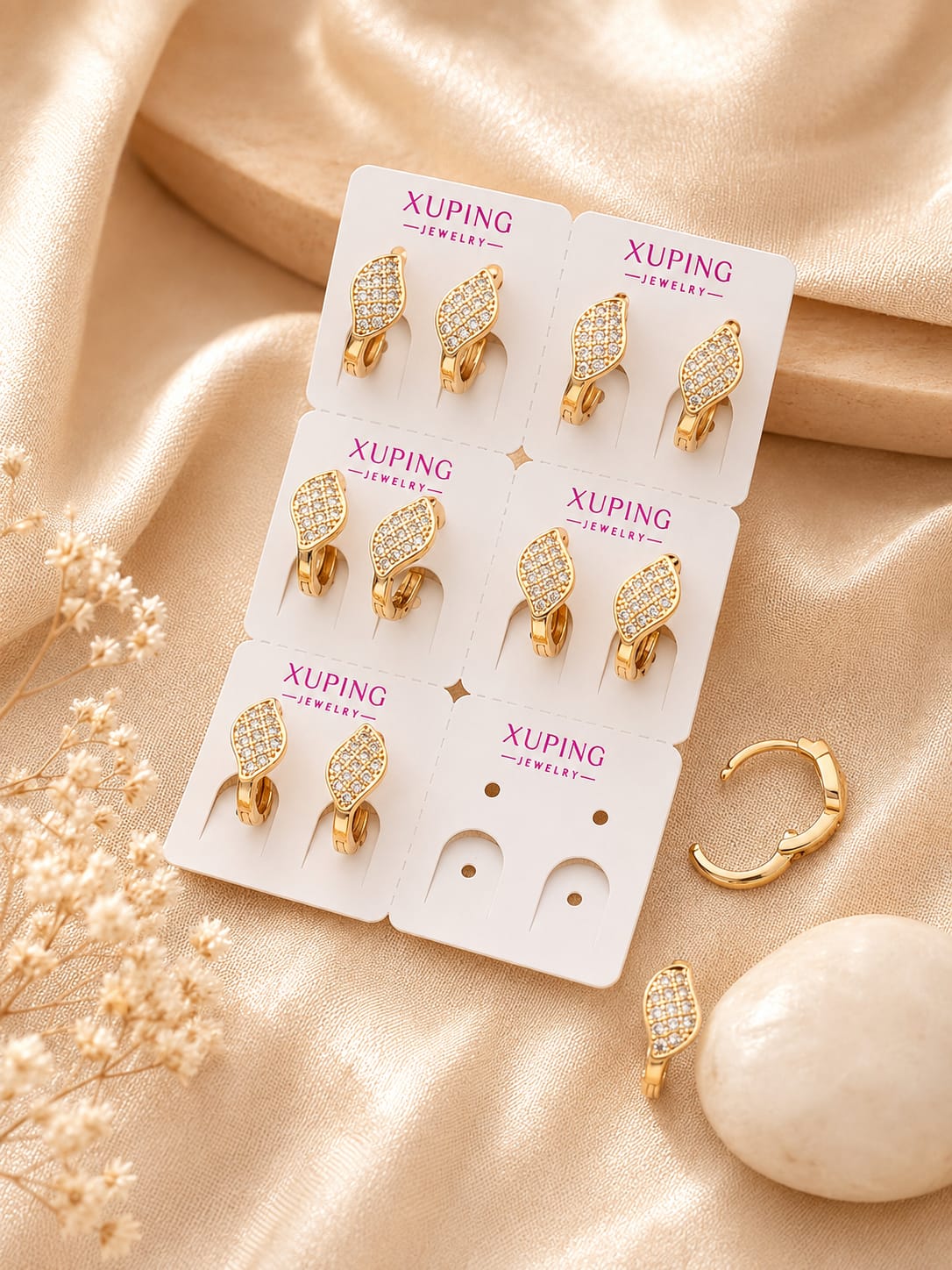 Marquise Pavé Huggie Hoop Earrings