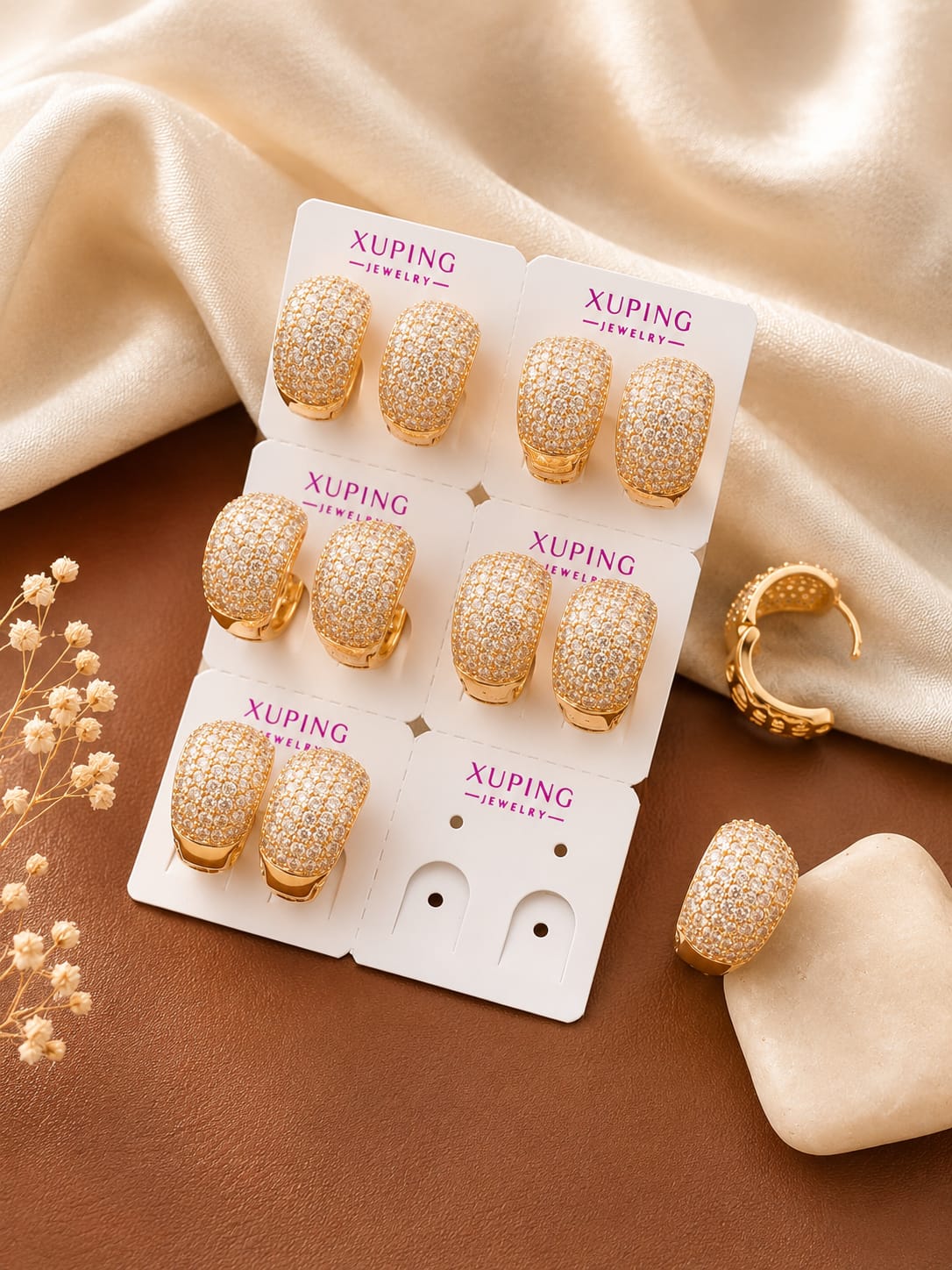 Chunky Pavé Dome Hoop Earrings